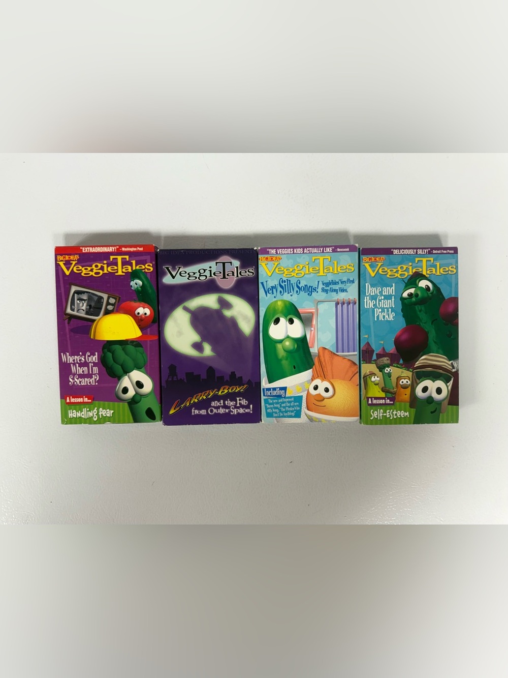 VeggieTales VHS Tape Lot 4 Scared Larry Boy Outer Space Silly Songs Giant Pickle